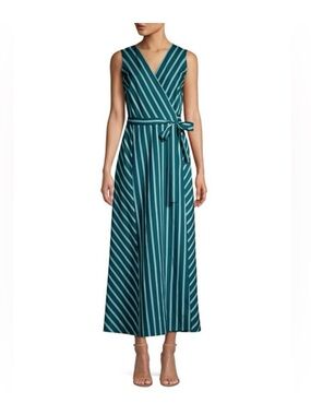 Lafayette 148 New York Teal and Blue Wrap Maxi Dress